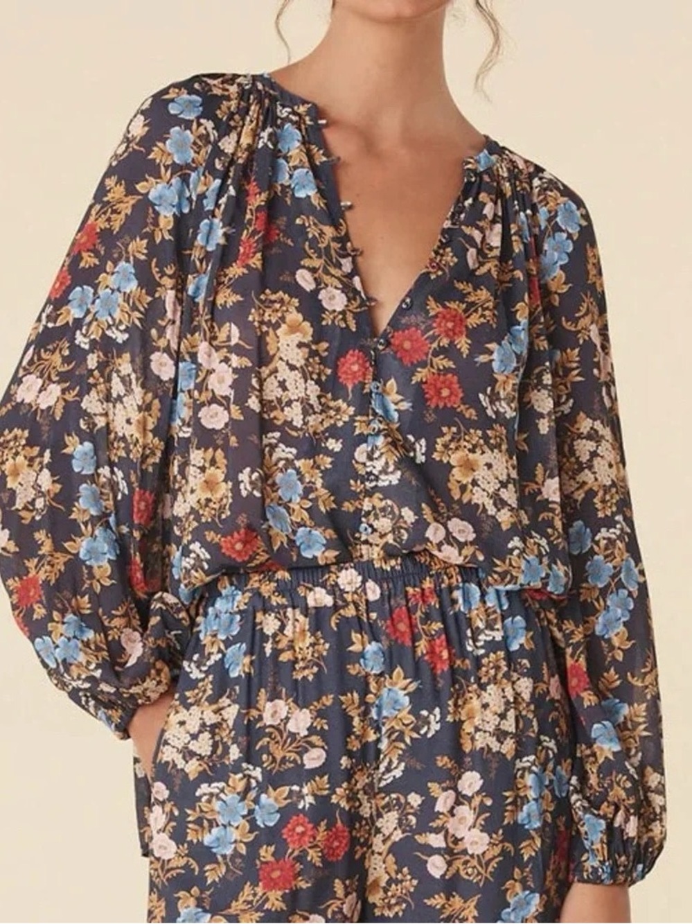 Spell Black Floral V-Neck Long Sleeve Blouse🌺